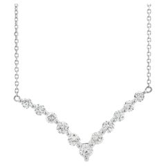 18k White Gold 1.32ctw Round Brilliant Diamond V-Shaped Necklace