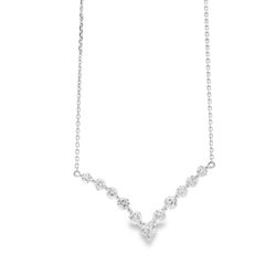 18k White Gold 1.32ctw Round Brilliant Diamond V-Shaped Necklace