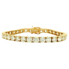 Bracciale tennis in oro giallo 18 carati con diamanti naturali taglio brillante rotondo per un totale di 16,72 carati
