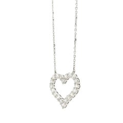 14k White Gold 2.00ctw Round Brilliant Diamond Pavé Heart Pendant Necklace
