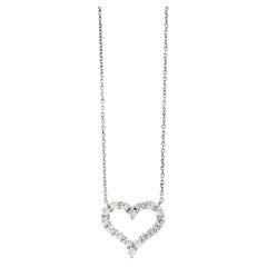 Tiffany & Co. Platinum 0.54ctw Round Brilliant Diamond Open Heart Pendant
