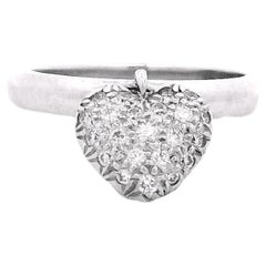 Tiffany & Co. Platinum 0.48ctw Round Brilliant Diamond Dangle Heart Ring