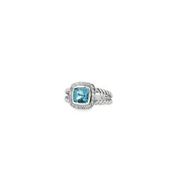 David Yurman Petite Albion Sterling Silver Blue Topaz and Diamond Ring