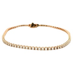 Bracelet « tennis » en or rose 14 carats, serti de diamants ronds taille brillant d'un poids total de 1,15 carat