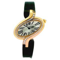 Cartier Délices 18k Rose Gold 30mm Diamond Bezel Watch