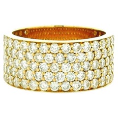 14k Yellow Gold 3.61ctw Round Brilliant Diamond White Pavé Dome Ring