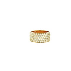 14k Yellow Gold 3.61ctw Round Brilliant Diamond White Pavé Dome Ring