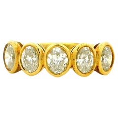 18k Yellow Gold 1.55ctw Oval Cut Natural Diamond Bezel Set Band Ring