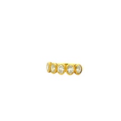 18k Yellow Gold 1.55ctw Oval Cut Natural Diamond Bezel Set Band Ring