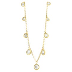 18k Yellow Gold 3.54ctw Round Brilliant Diamond By The Yard Choker Necklace 16"