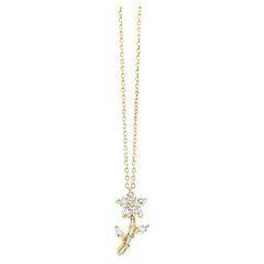 14k Yellow Gold 0.37ctw Natural Diamond Pavé Flower Pendant Necklace