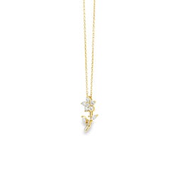 14k Yellow Gold 0.37ctw Natural Diamond Pavé Flower Pendant Necklace