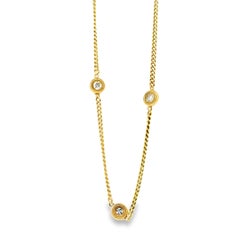 18k Yellow Gold 0.30ctw Round Brilliant Diamond Bezel Set Curb Chain Necklace