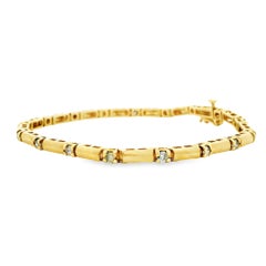 14k Yellow Gold 1.70ctw Round Brilliant Natural Diamond Tennis Bracelet