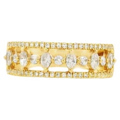 14k Yellow Gold 0.29ct Round Brilliant and 0.23ct Marquise Diamond Multi-Row