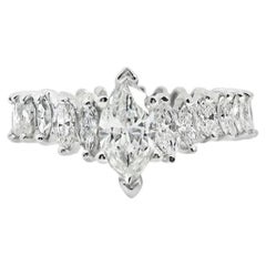 Platinum GIA Certified 3.62ctw Marquise Diamond Eternity Engagement Ring