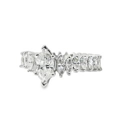 Platinum GIA Certified 3.62ctw Marquise Diamond Eternity Engagement Ring