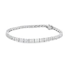 18k White Gold 6.80ctw Emerald Cut Diamond Tennis Bracelet