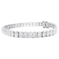 14k White Gold 17.25ctw Natural Oval Diamond Tennis Bracelet