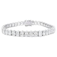 14k White Gold 17.25ctw Natural Oval Diamond Tennis Bracelet