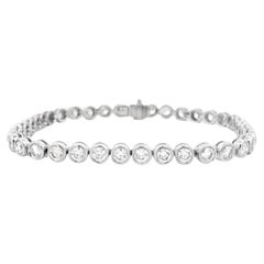 18k White Gold 4.90ctw Round Brilliant Bezel Set Diamond Tennis Bracelet