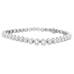 18k White Gold 4.90ctw Round Brilliant Bezel Set Diamond Tennis Bracelet