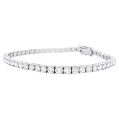 18k White Gold 6.55ctw Round Brilliant Natural Diamond Tennis Bracelet