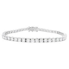18k White Gold 6.55ctw Round Brilliant Natural Diamond Tennis Bracelet
