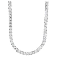 14k White Gold 14.05ctw Round Brilliant Diamond Tennis Necklace 16"-18"