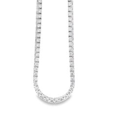 14k White Gold 9.57ctw Natural Round Brilliant Diamond Tennis Necklace 22"
