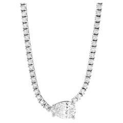 GIACertified 1.06ct Pear Cut Diamond Pendant on a 14k White Gold Tennis Necklace
