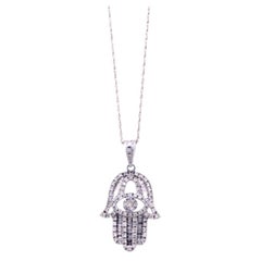 18k White Gold 0.57ctw Hamsa Hand Necklace
