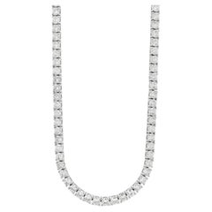 14k White Gold 11.00ctw Round Brilliant Diamond Tennis Necklace 16"
