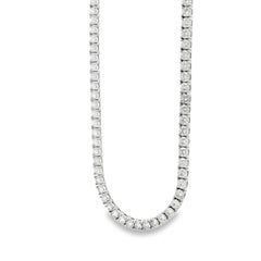 14k White Gold 11.00ctw Round Brilliant Diamond Tennis Necklace 16"