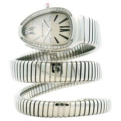 Bvlgari 101910 Serpenti Tubogas 35mm Diamond Bezel Stainless Steel Watch