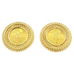 14k Yellow Gold 1999 $5 Liberty Coin Clip-Back Earrings
