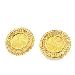 14k Yellow Gold 1999 $5 Liberty Coin Clip-Back Earrings