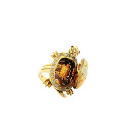 14k Yellow Gold Turtle Hinged Shell Cocktail Ring