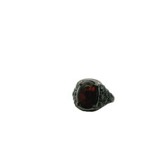 18k White Gold Oval Black Opal and Pavé Diamond Ring