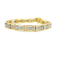 14k Yellow Gold 1.92ctw Round Brilliant Diamond Rectangular Tennis Link Bracelet