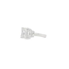 14k White Gold 2.02ct Emerald Cut Diamond Three-Stone Ring