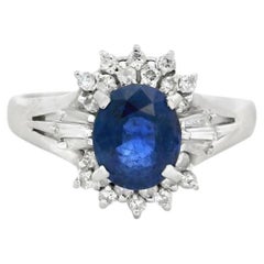 Platinum 1.13ct Sapphire and 0.24ct Diamond Ring