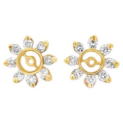 14k Yellow Gold Diamond Cluster Earring Jackets