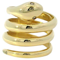 14k Yellow Gold 0.05ctw Diamond Spiral Snake Ring