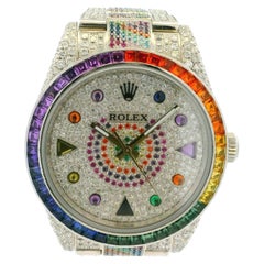Rolex 114300 Oyster Perpetual – Aftermarket-Uhr im „Rainbow“-Design