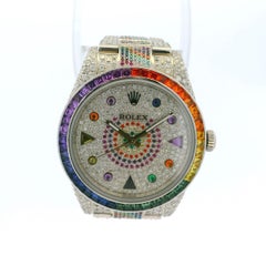 Rolex 114300 Oyster Perpetual – Aftermarket-Uhr im „Rainbow“-Design