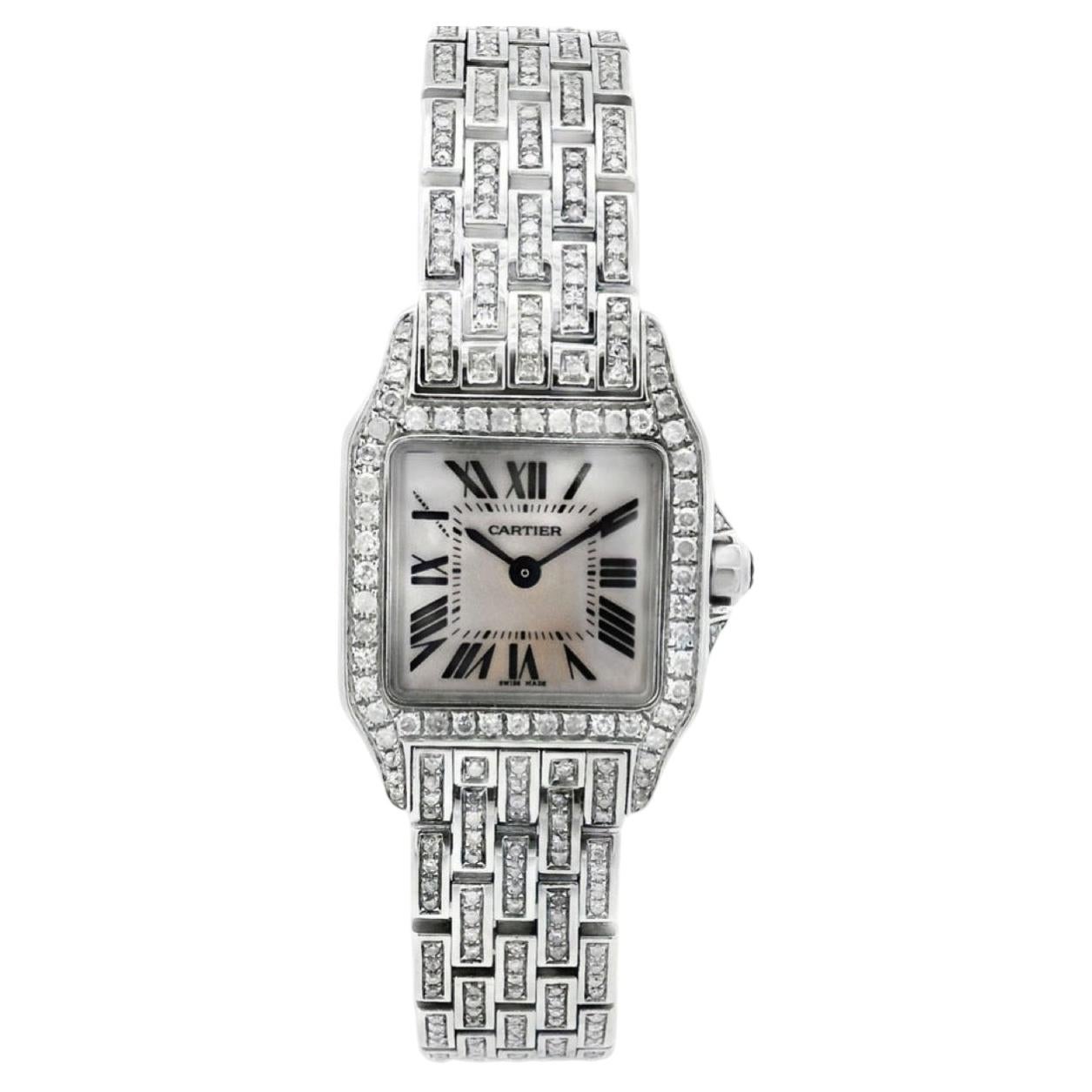 Cartier Santos Ref 4072 WSSA0018 Diamond Dial Diamond Band Case Steel ...