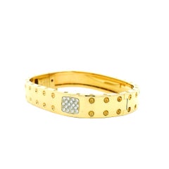Roberto Coin Pois Moi 18k Yellow Gold Two Row Diamond Square Bangle Bracelet