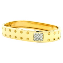 Roberto Coin Pois Moi 18k Yellow Gold Two Row Diamond Square Bangle Bracelet