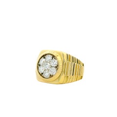 18k Yellow Gold 2.3ctw Round Brilliant Diamond Men's Cluster Ring